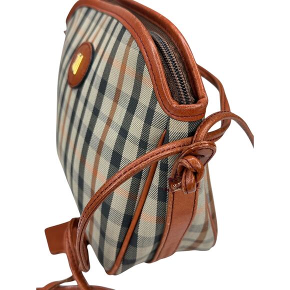 Daks London Crossbody Handbag Plaid With Leather Trim - Picture 4 of 12